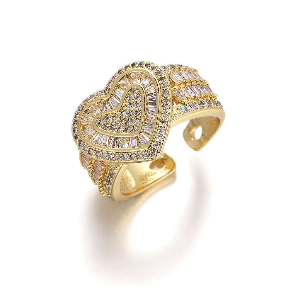 Sunflower Zirconia Ring - 18K Gold Plated Adjustable Band - DBNR218 style - view 1