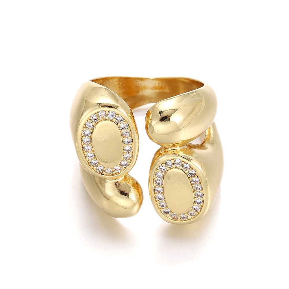 Sunflower Zirconia Ring - 18K Gold Plated Adjustable Band - DBNR219 style