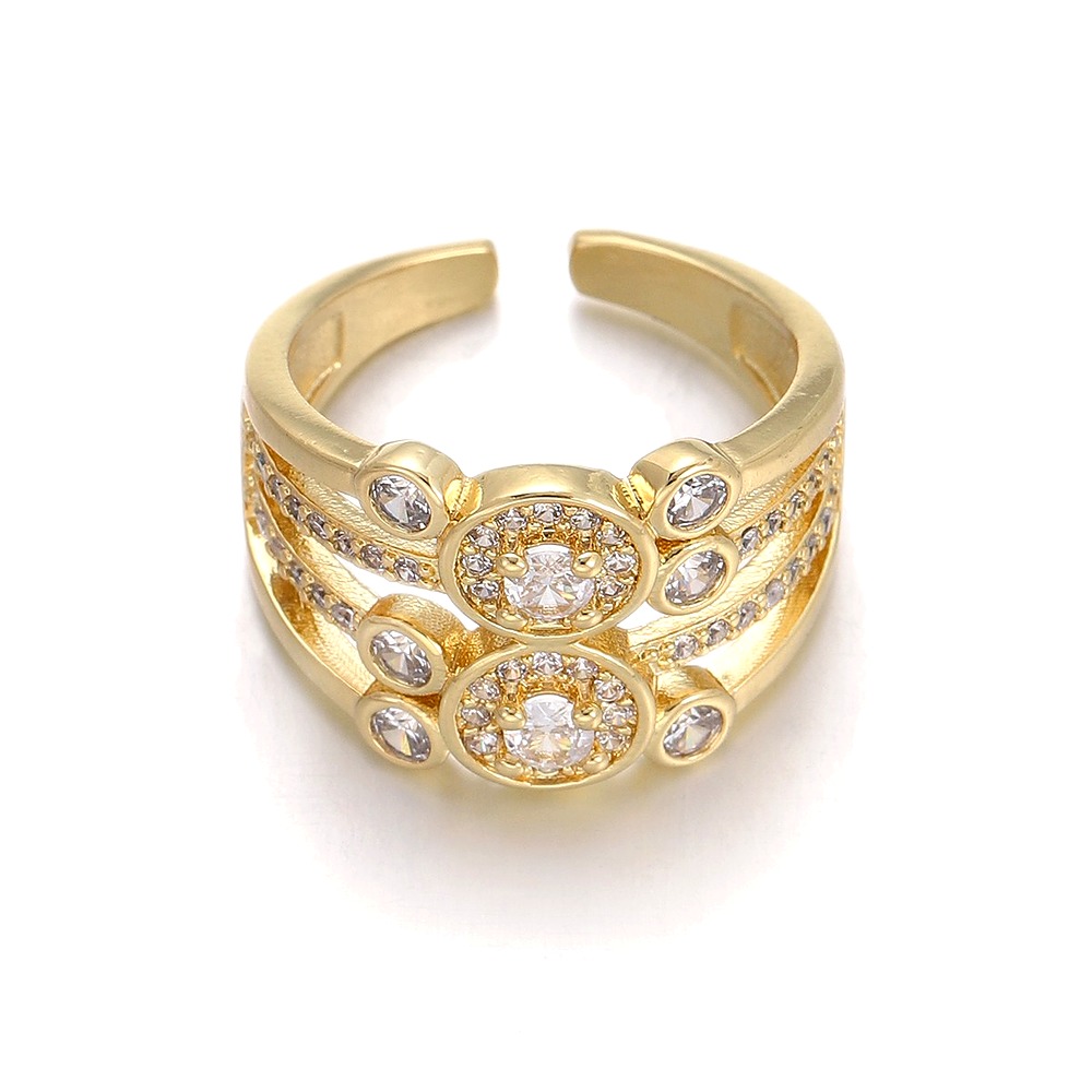 Sunflower Zirconia Ring - 18K Gold Plated Adjustable Band - DBNR219 style