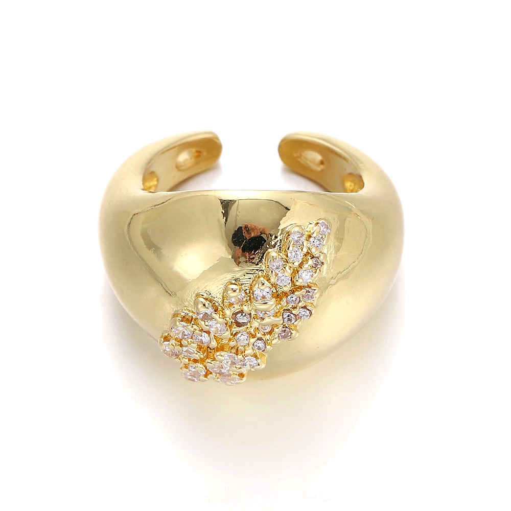 Sunflower Zirconia Ring - 18K Gold Plated Adjustable Band - DBNR219 style