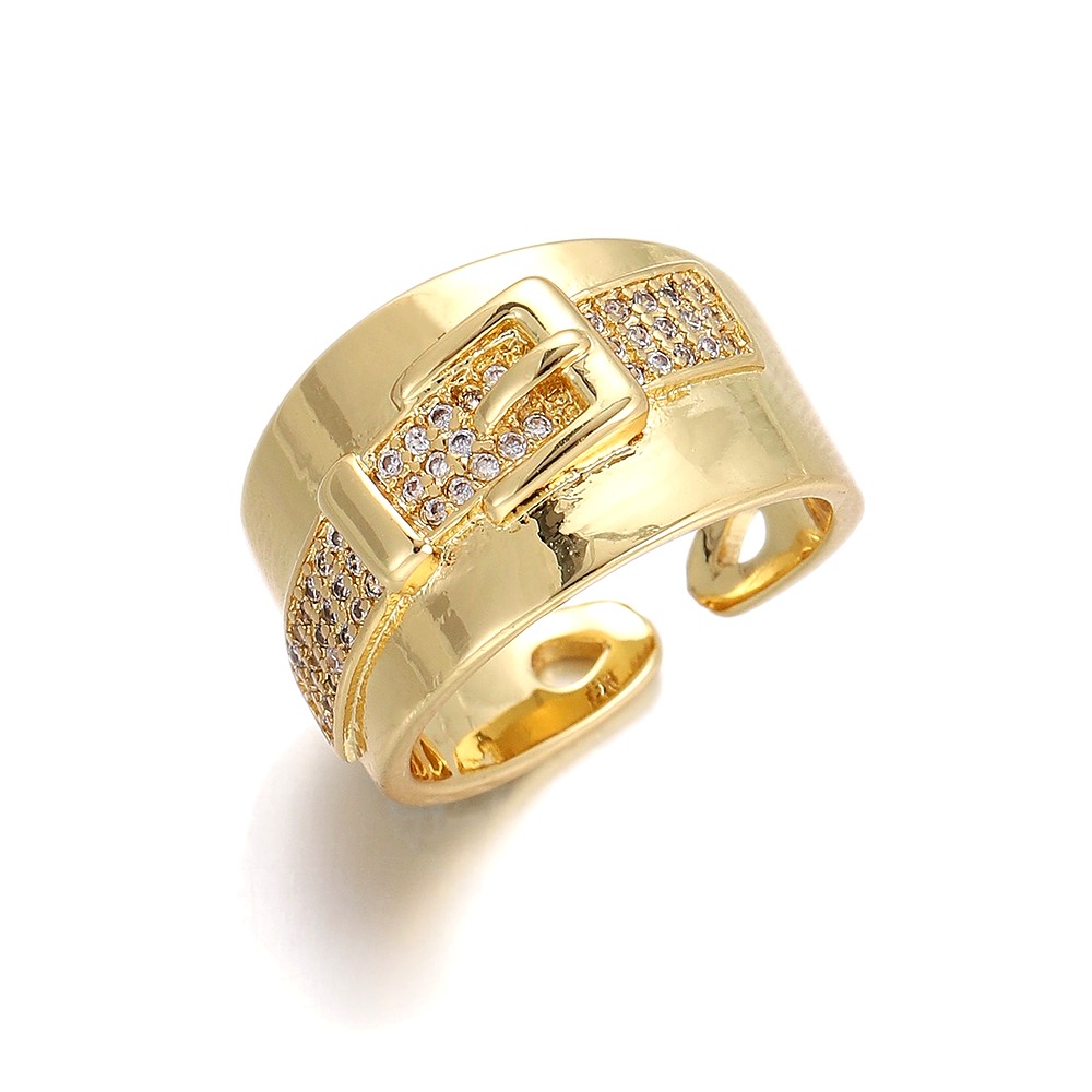 Sunflower Zirconia Ring - 18K Gold Plated Adjustable Band - DBNR219 style