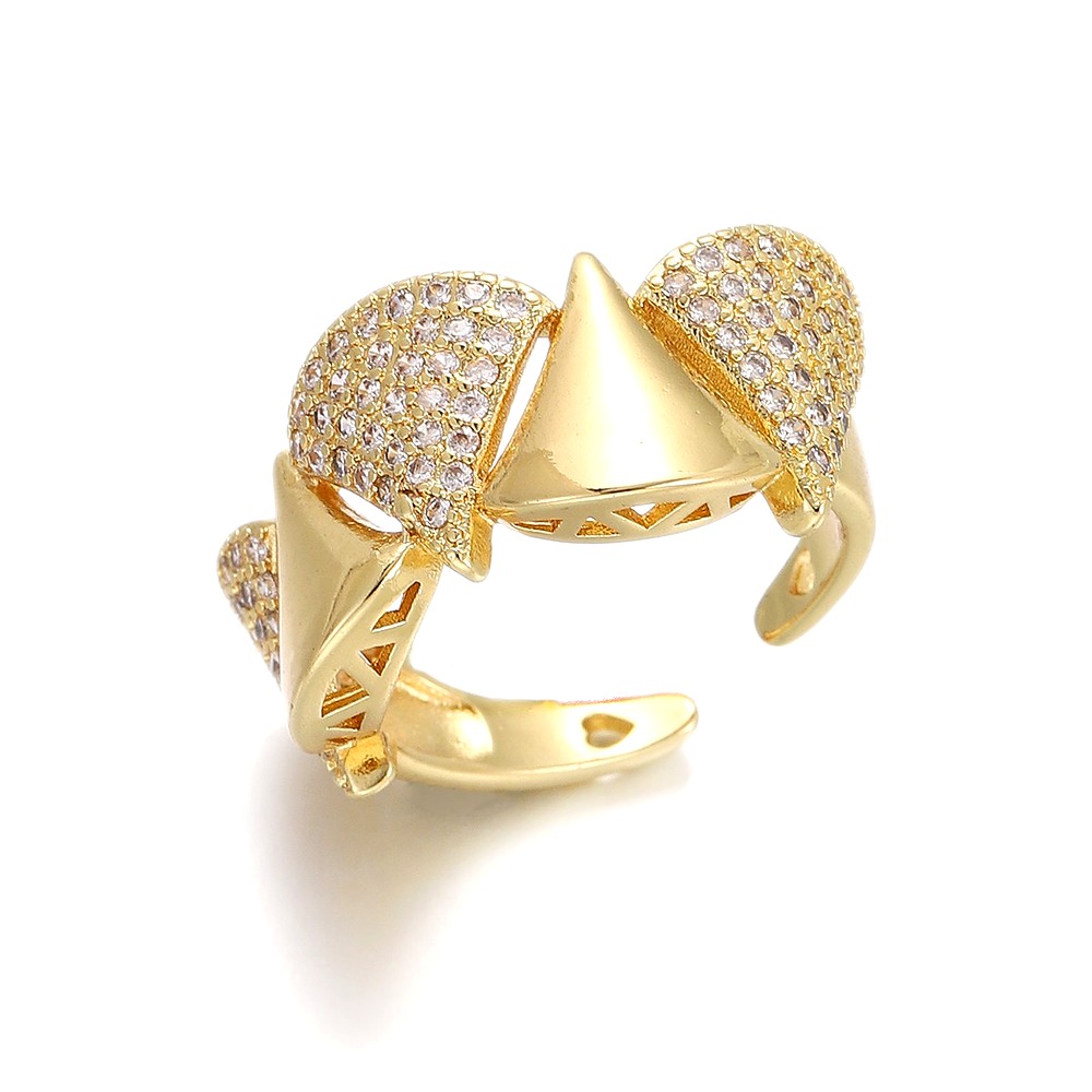 Sunflower Zirconia Ring - 18K Gold Plated Adjustable Band - DBNR219 style