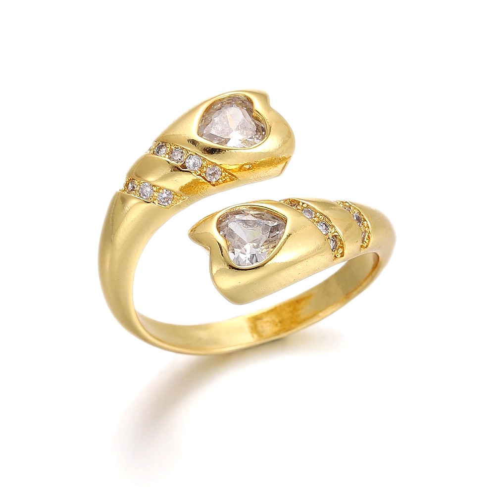 Sunflower Zirconia Ring - 18K Gold Plated Adjustable Band - DBNR219 style