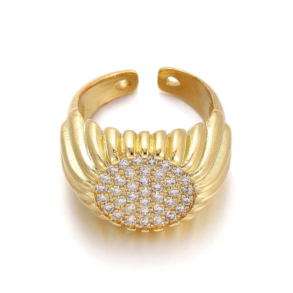 Sunflower Zirconia Ring - 18K Gold Plated Adjustable Band - DBNR219 style
