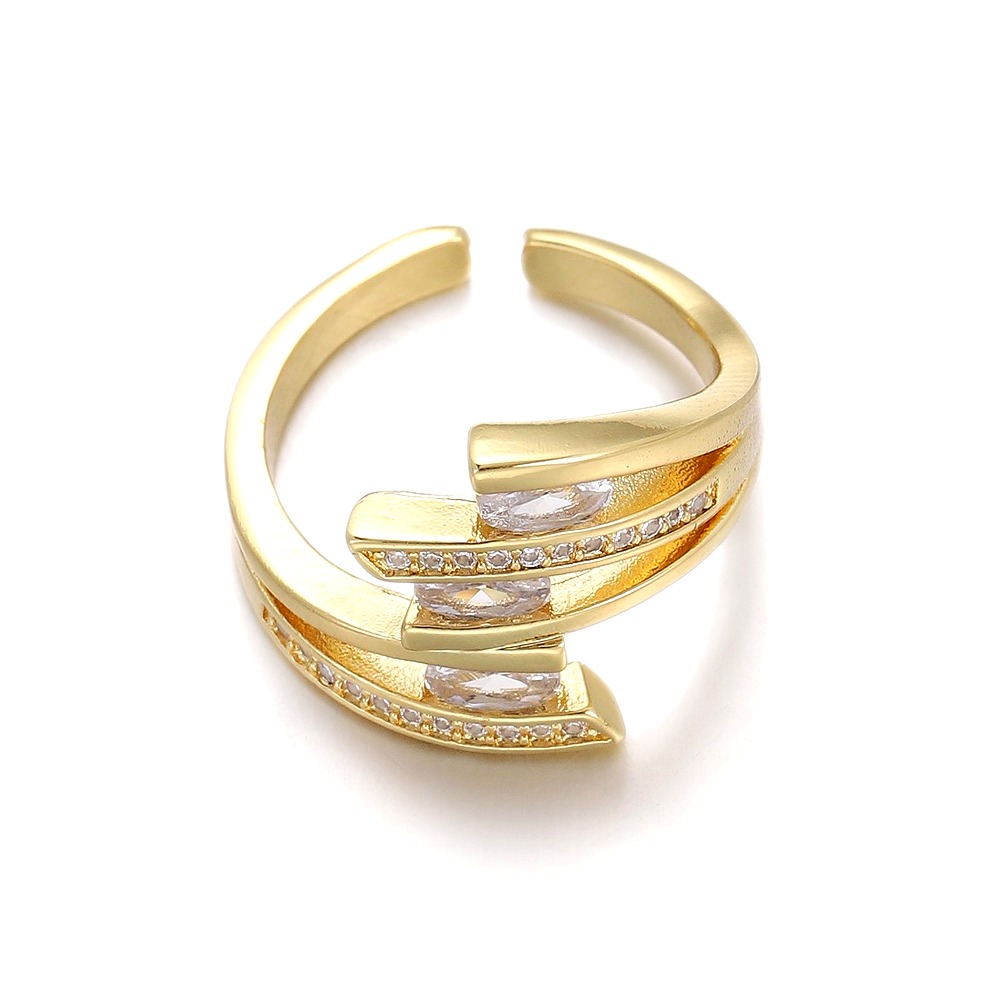 Sunflower Zirconia Ring - 18K Gold Plated Adjustable Band - DBNR219 style