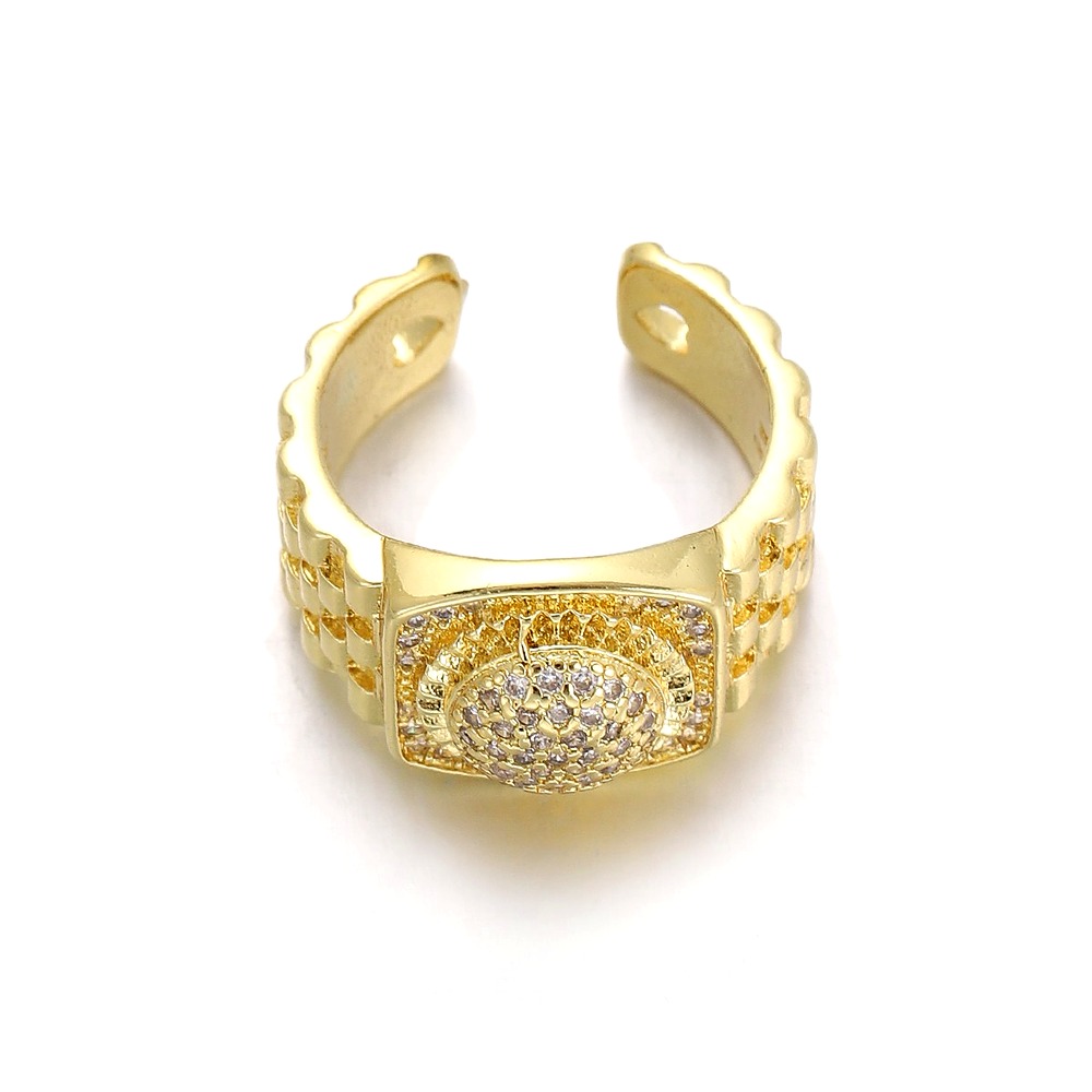 Sunflower Zirconia Ring - 18K Gold Plated Adjustable Band - DBNR219 style