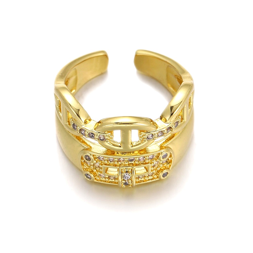 Sunflower Zirconia Ring - 18K Gold Plated Adjustable Band - DBNR220 style