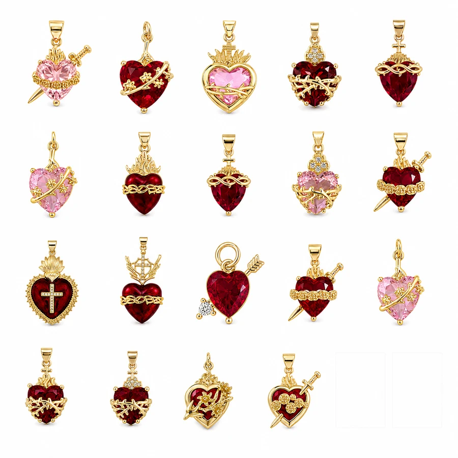 Sacred Heart & Crown Pendant Collection