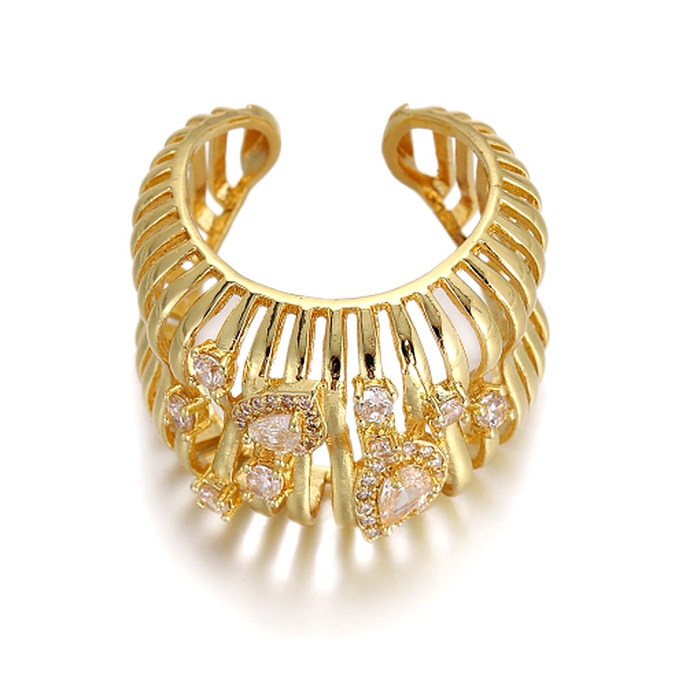 Open Crown Drop-Crystal Ring
