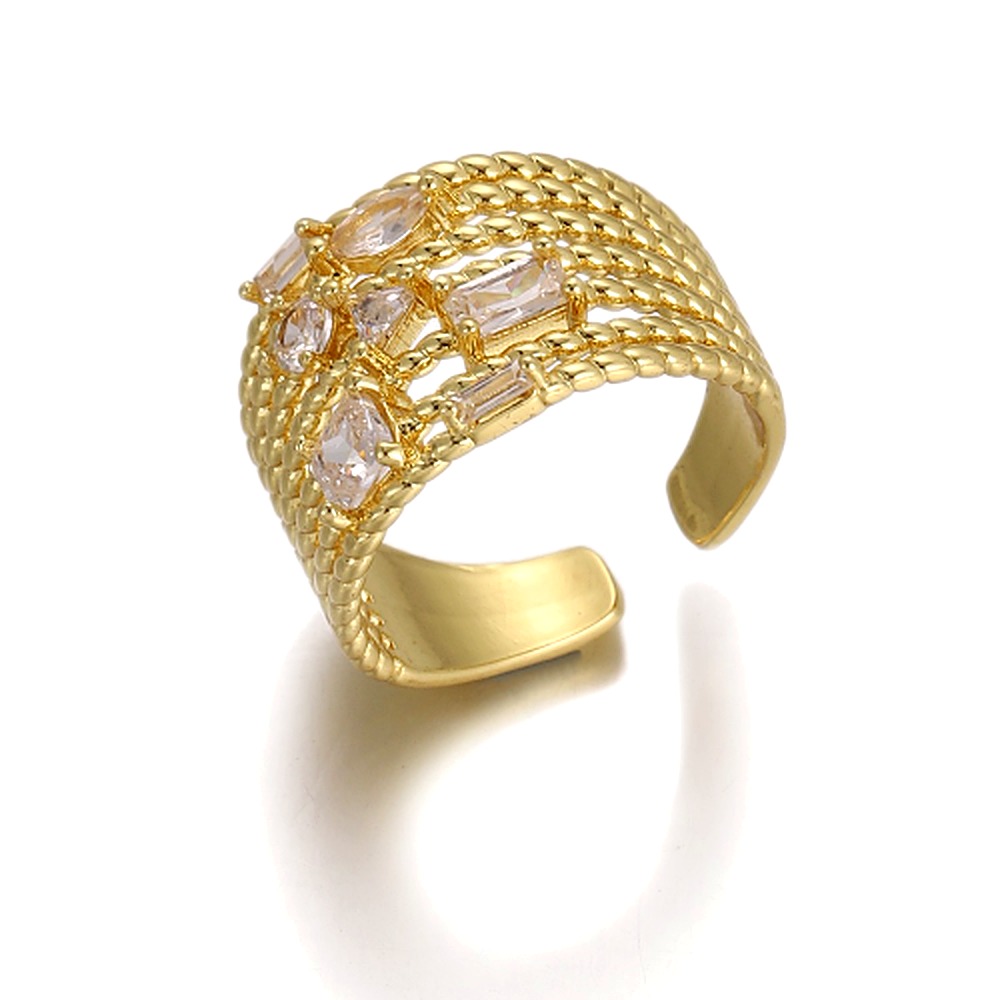 Crystal-Accent Mesh Ring
