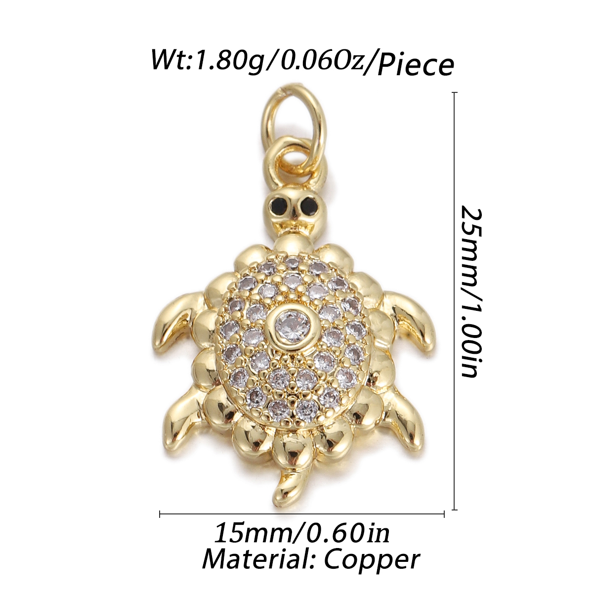 Crystal Turtle Pendant size and measurements