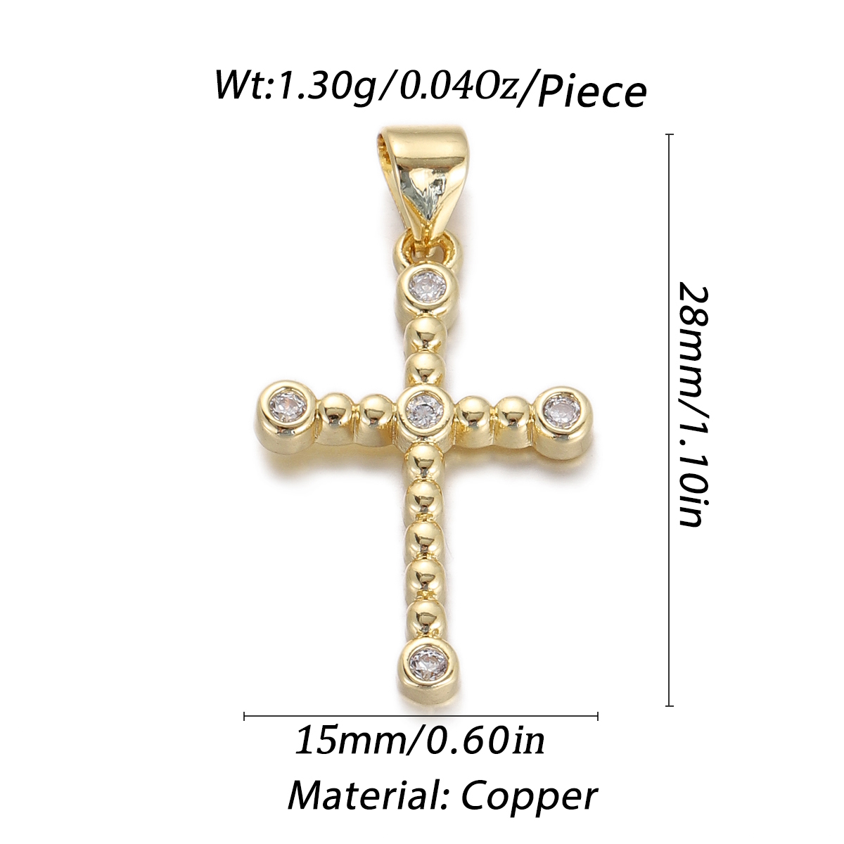 Beaded Crystal Cross Pendant size and measurements