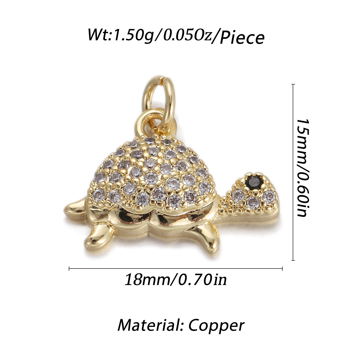 Crystal Turtle Pendant size and measurements