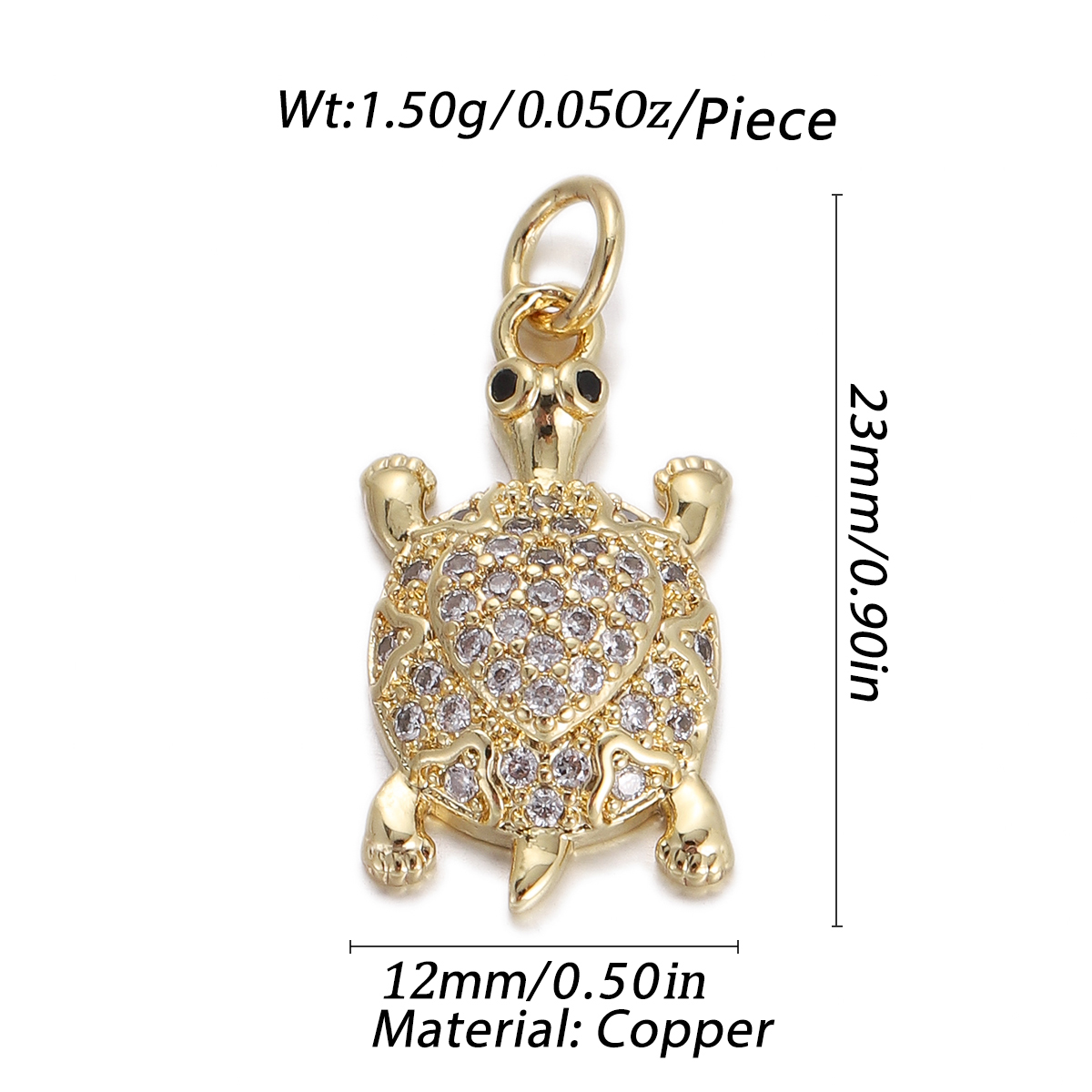 Crystal Turtle Pendant size and measurements