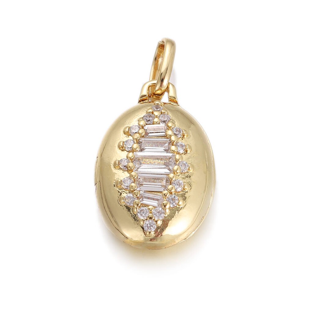 Baguette Crystal Oval Locket Pendant