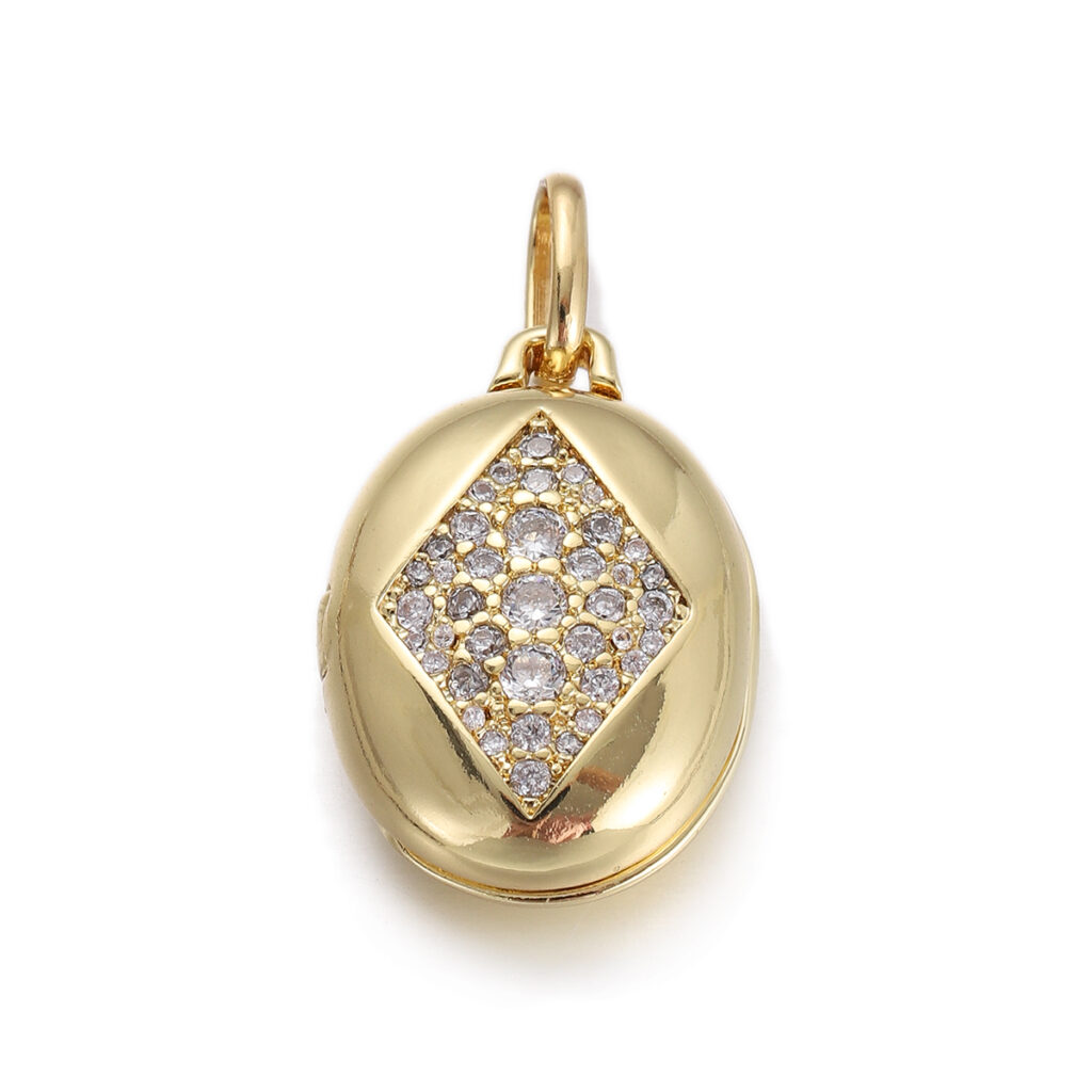 Crystal Diamond Oval Locket Pendant