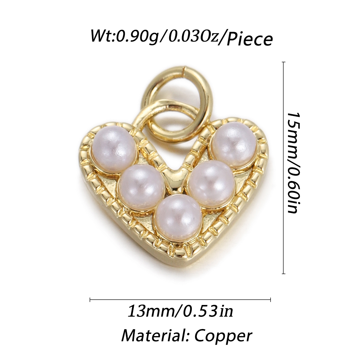 Pearl Cluster Heart Pendant size and measurements