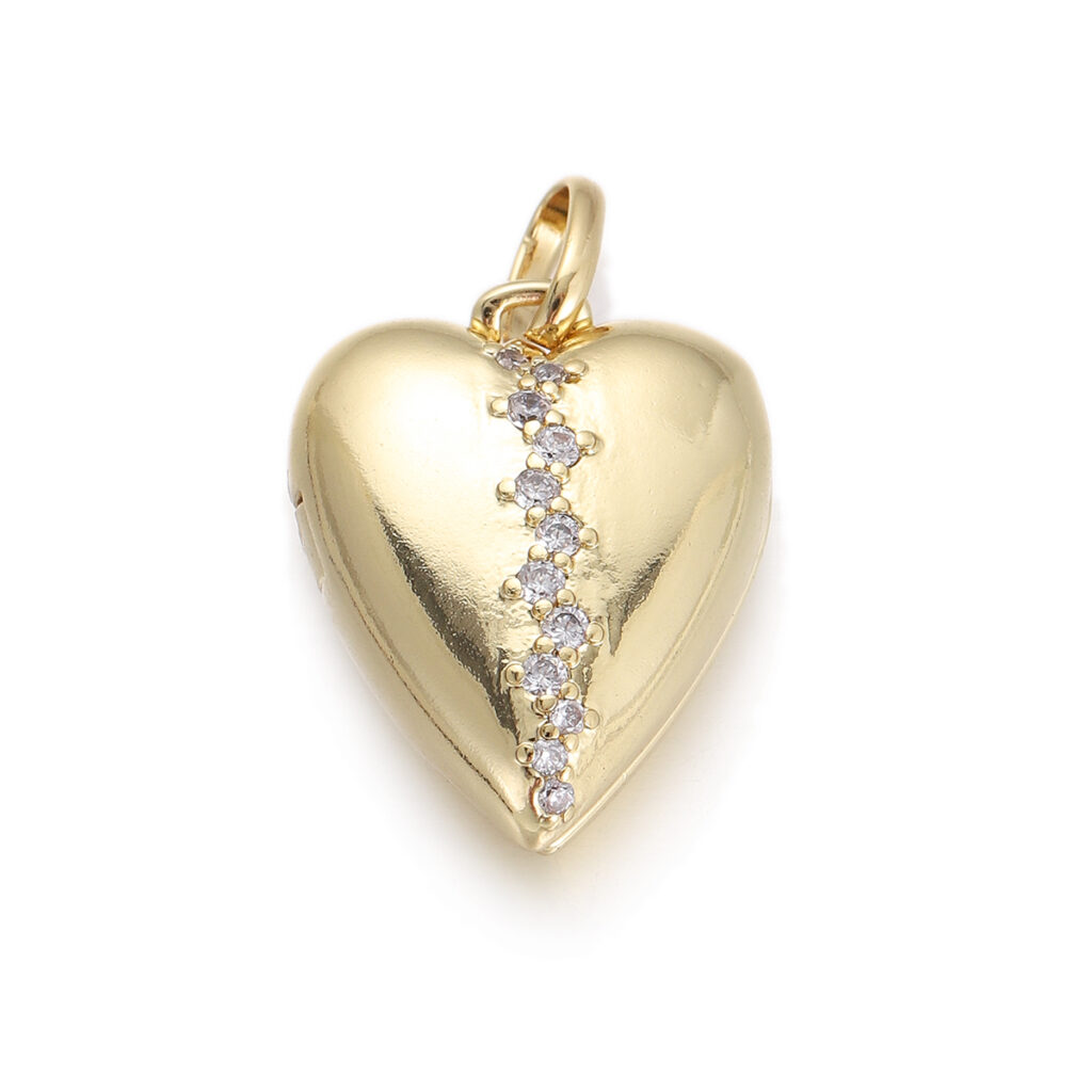 Diagonal Crystal Heart Locket Pendant