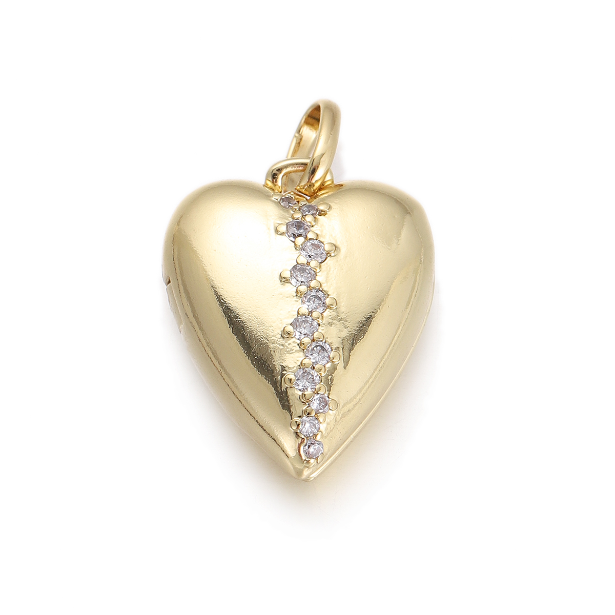 Diagonal Crystal Heart Locket Pendant