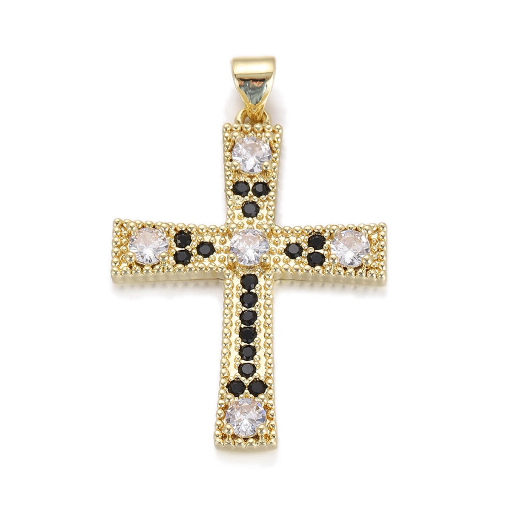 Black Crystal Pavé Cross Pendant