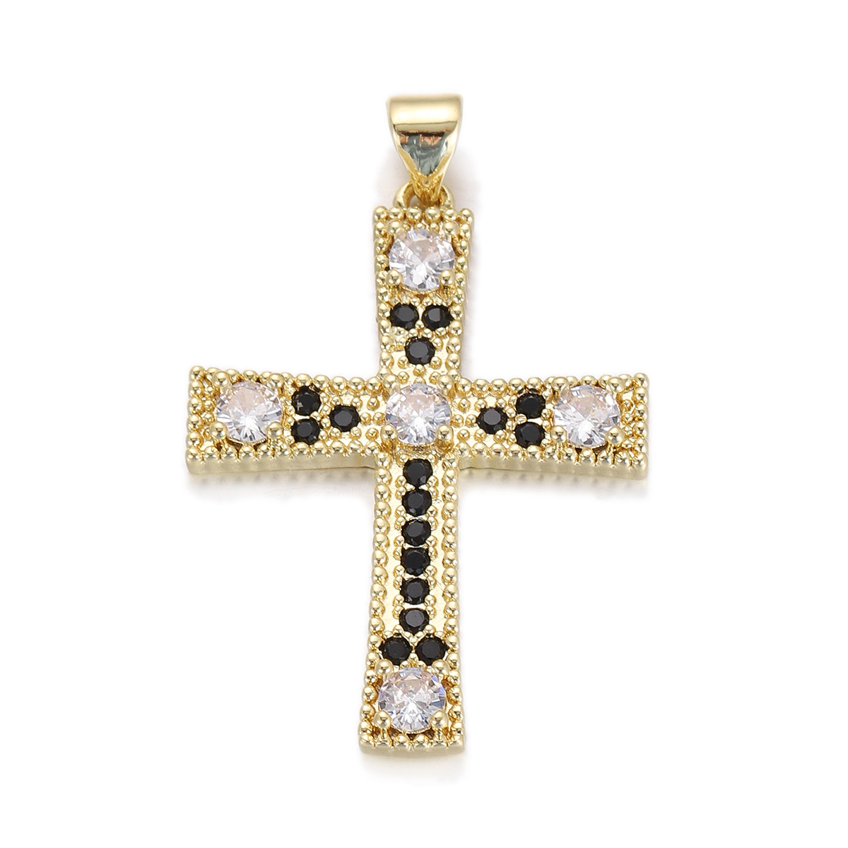 Black Crystal Pavé Cross Pendant