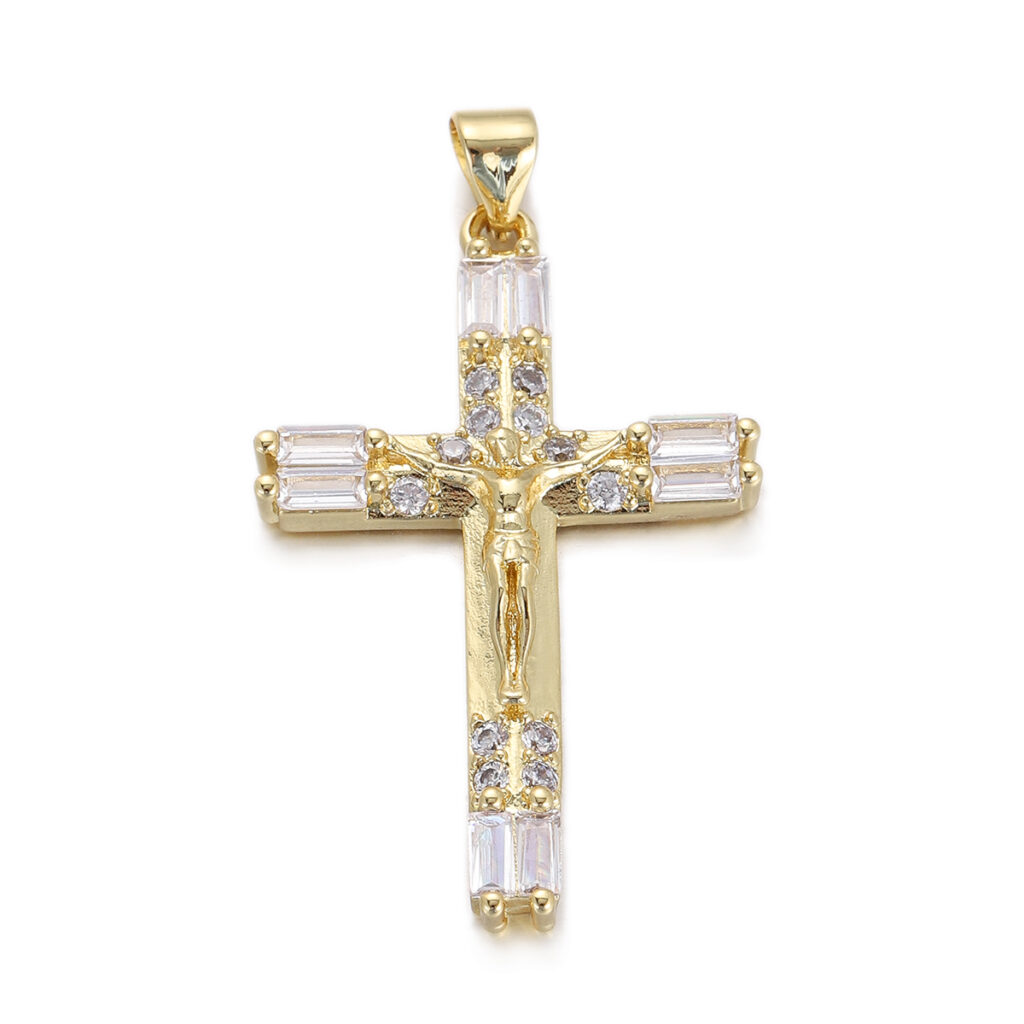 Baguette Crucifix Cross Pendant