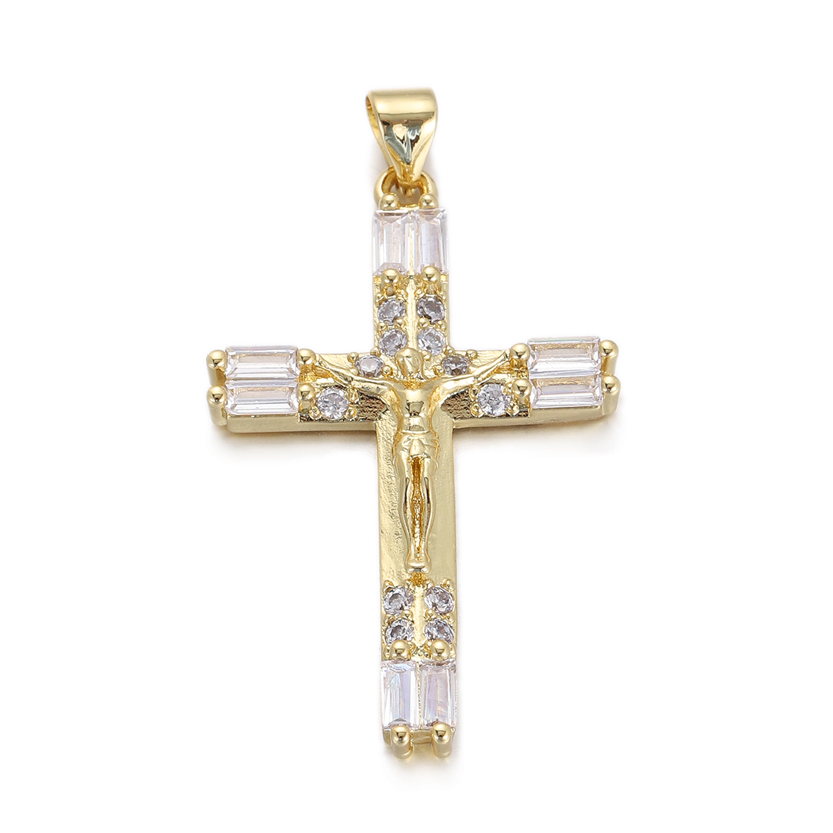 Baguette Crucifix Cross Pendant