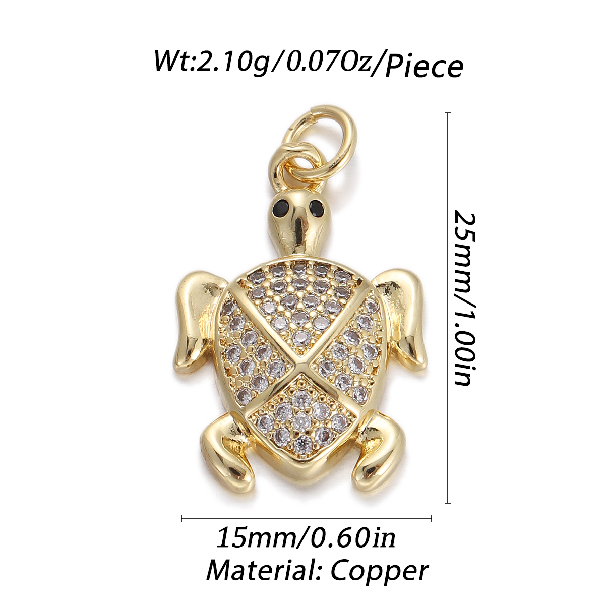 Crystal Turtle Pendant size and measurements