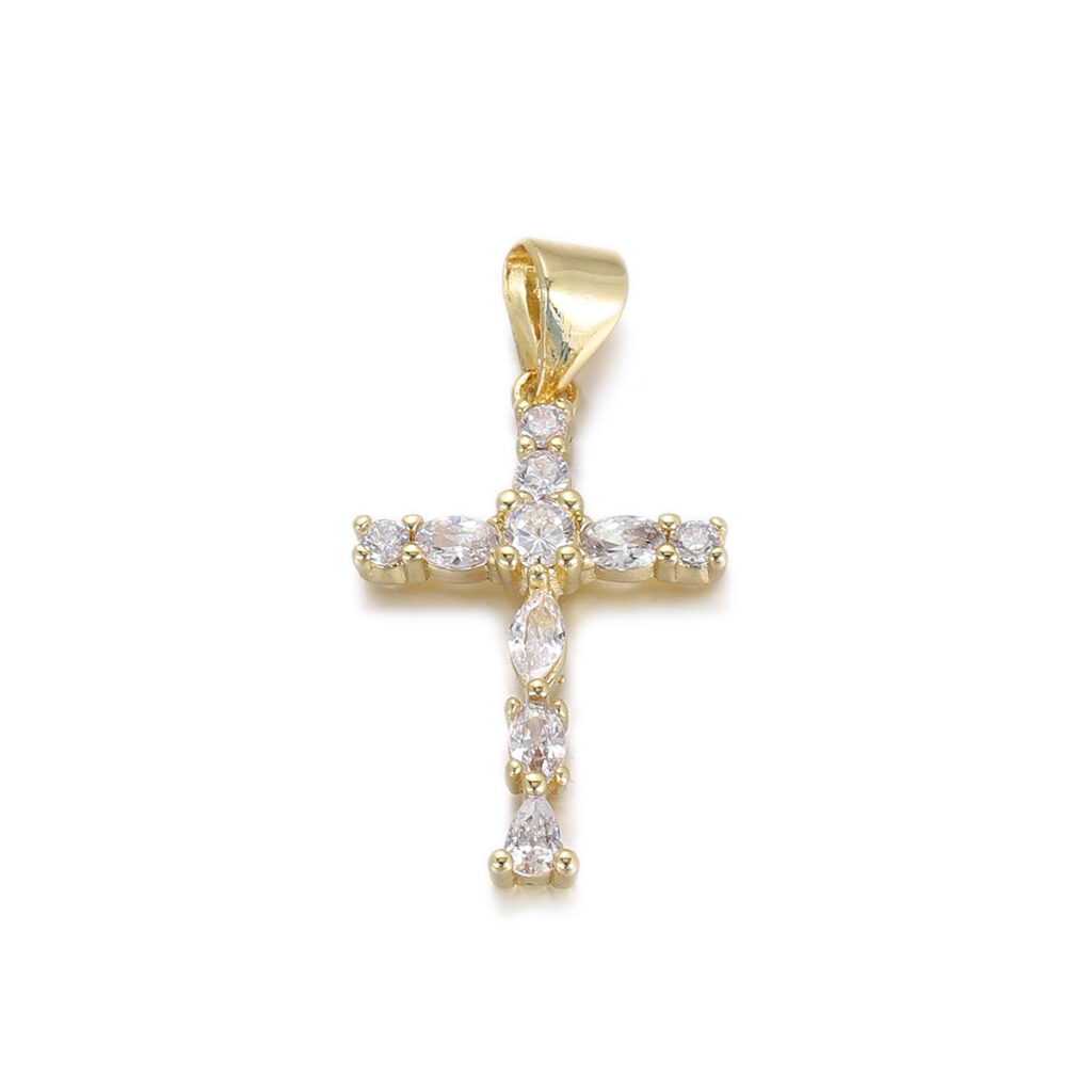 Petite Clear Crystal Cross Pendant