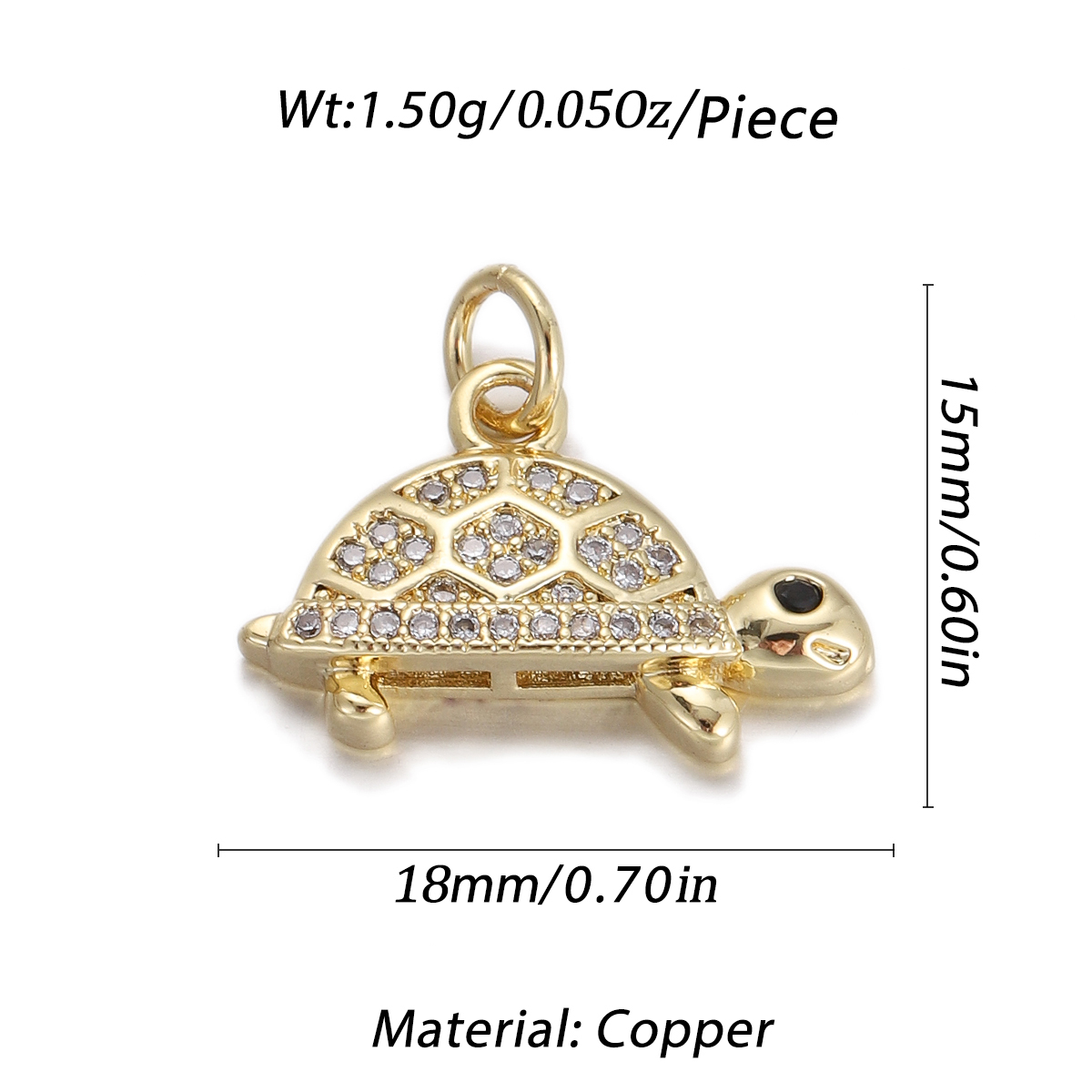 Crystal Turtle Pendant size and measurements