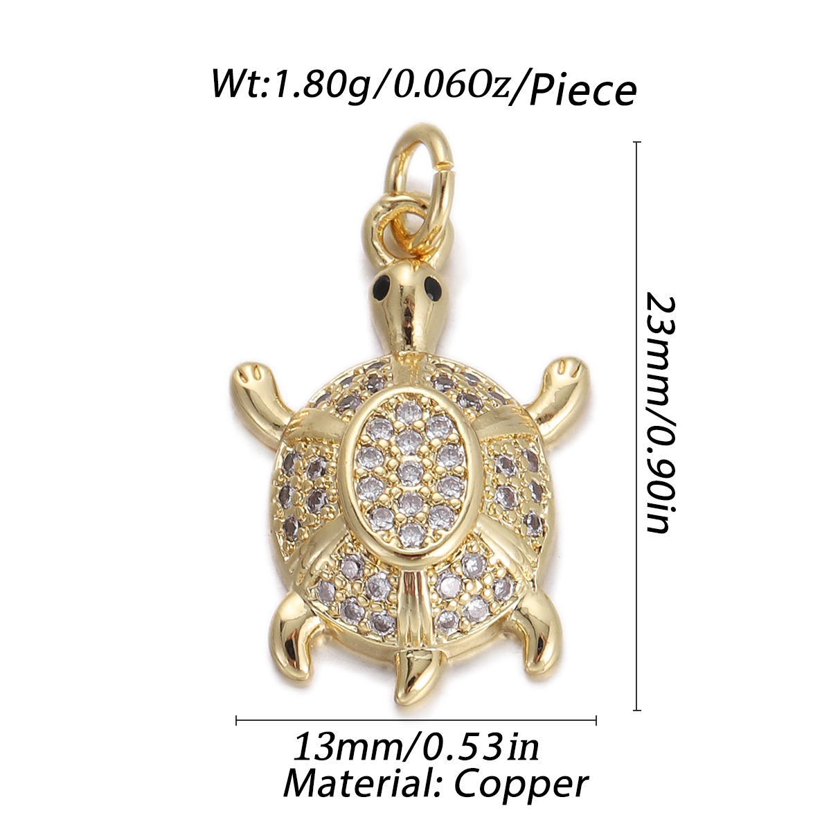 Crystal Turtle Pendant size and measurements