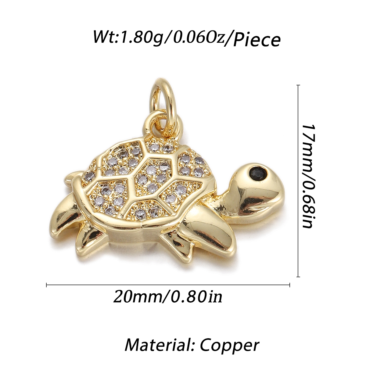 Crystal Turtle Pendant size and measurements