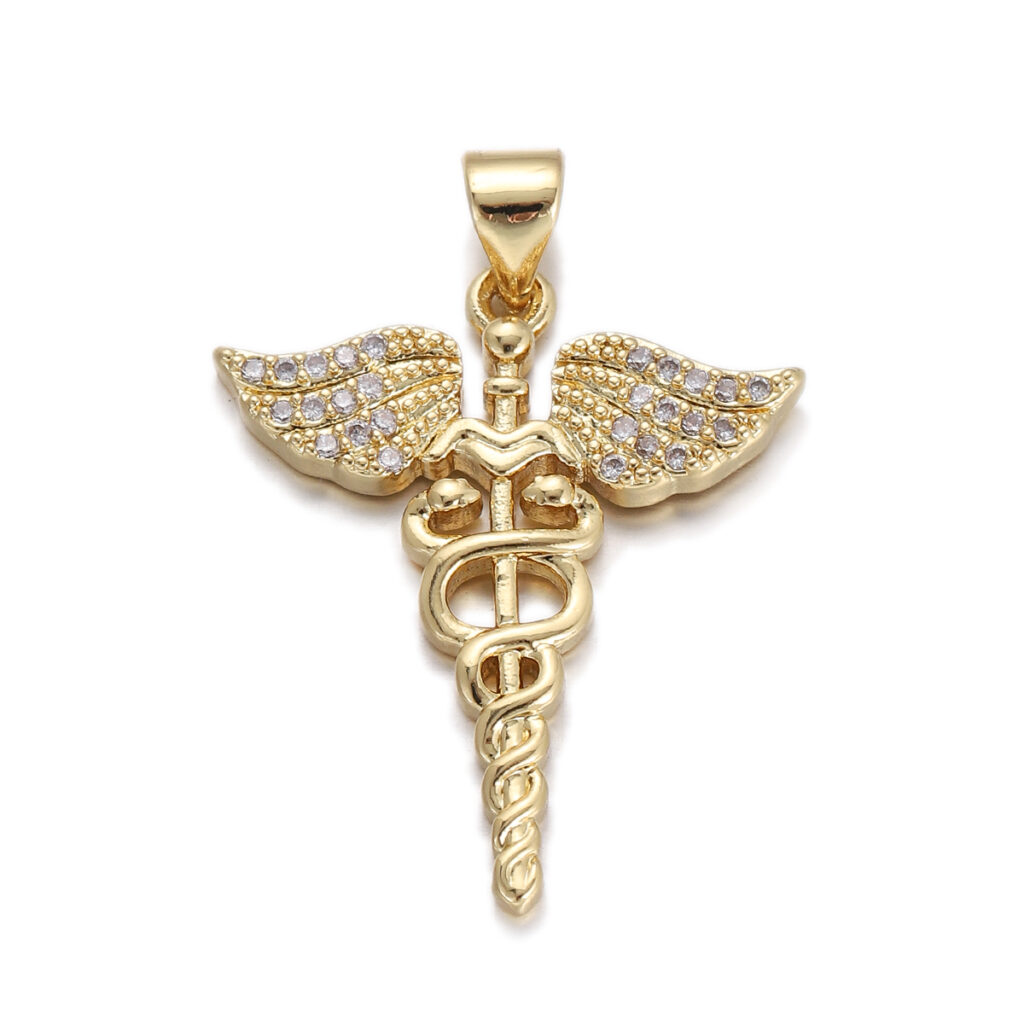 Crystal Caduceus Pendant