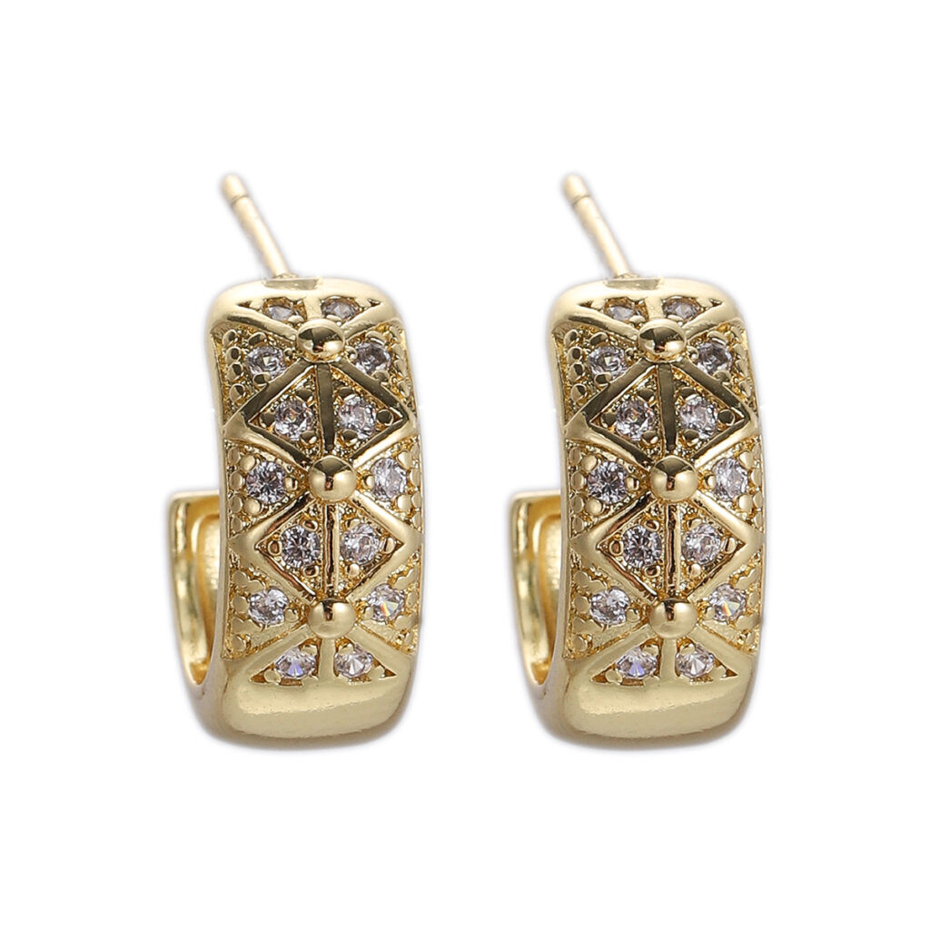 Geometric Pavé Half-Hoop Earrings