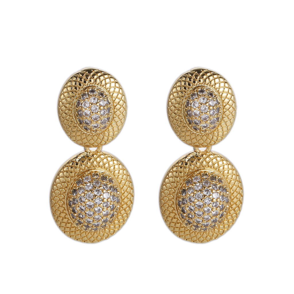 Gold-Tone Halo Disc Drop Earrings