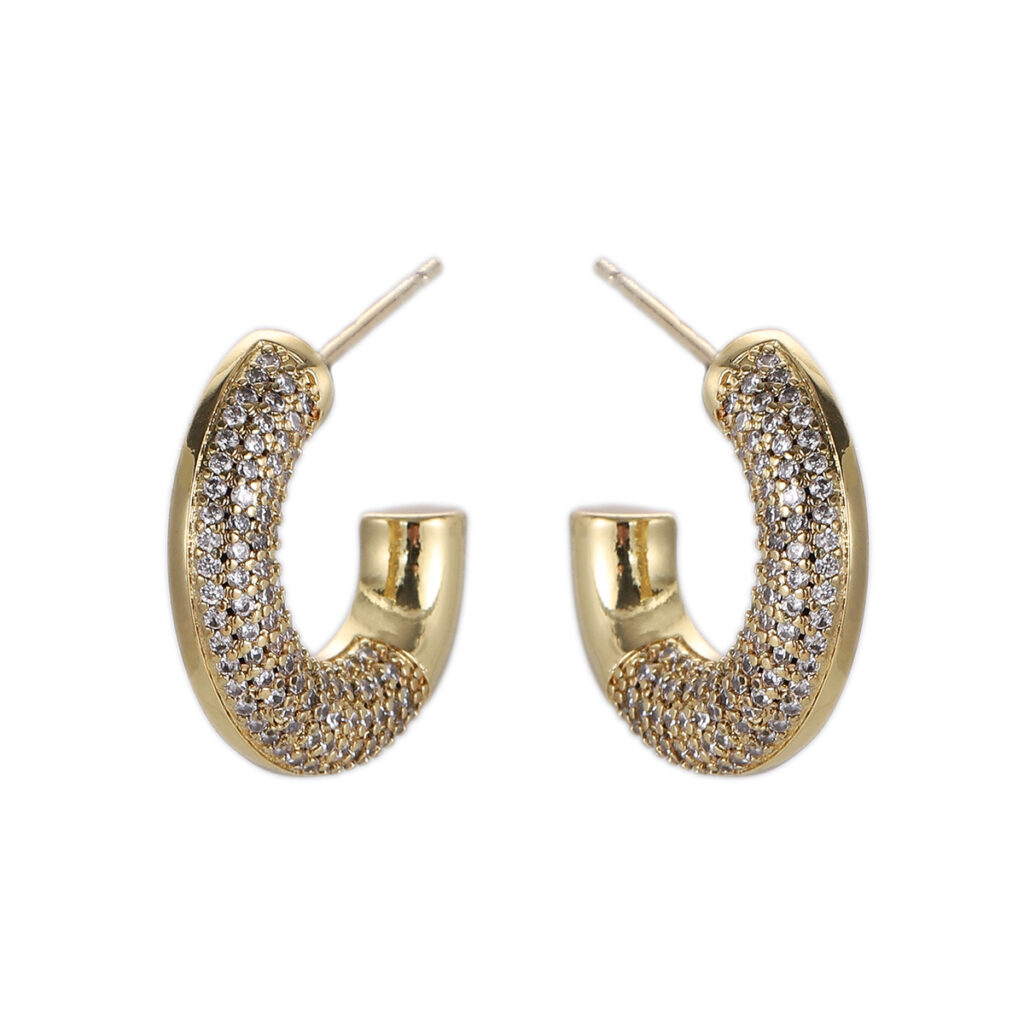 Chunky Pavé Mini Hoop Earrings