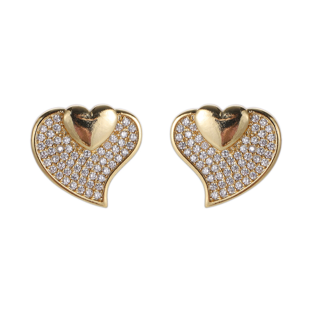 Asymmetric Heart Pavé Stud Earrings