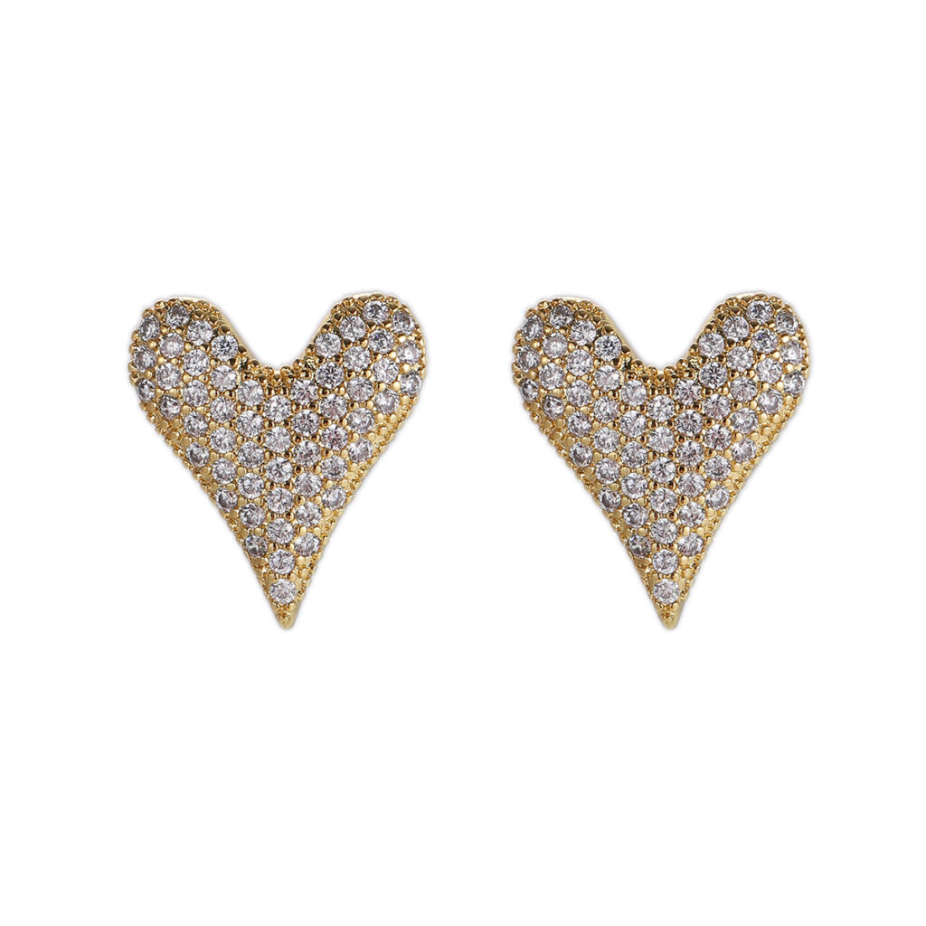Gold-Tone Elongated Heart Stud Earrings