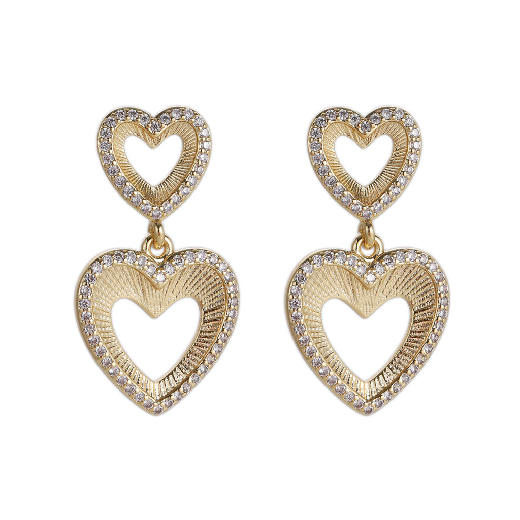 Gold-Tone Open Heart Drop Earrings