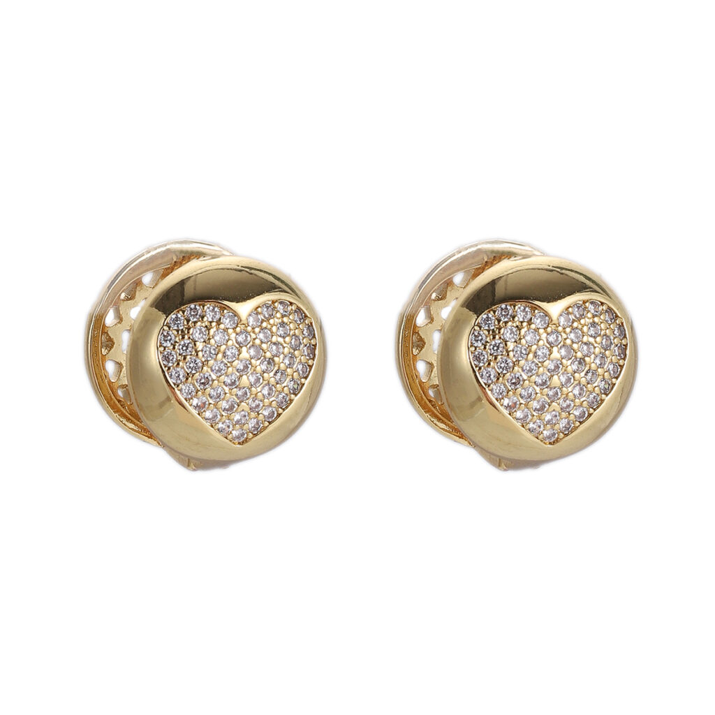 Round Heart Pavé Stud Earrings