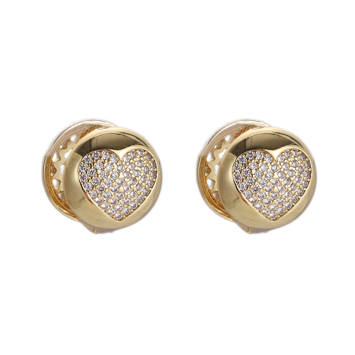 Round Heart Pavé Stud Earrings