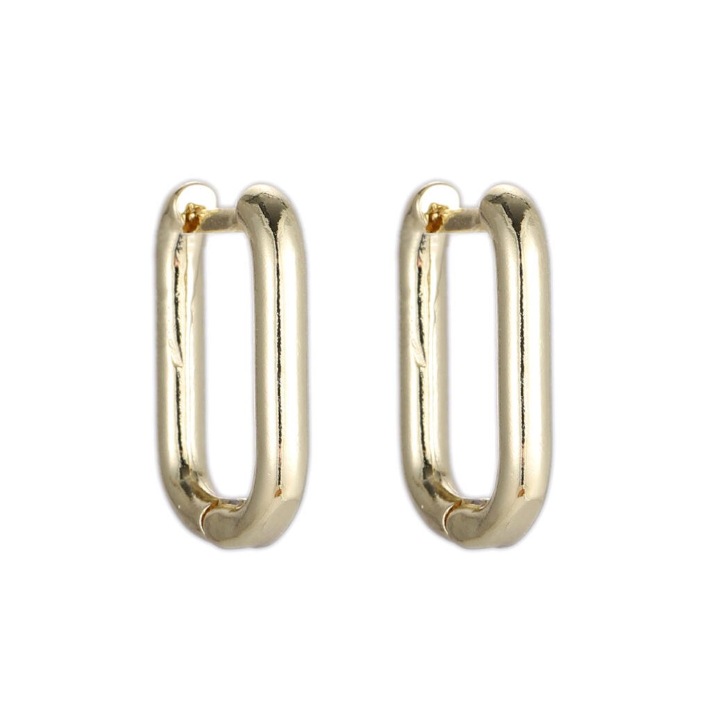 Elongated Oval Huggie Hoops