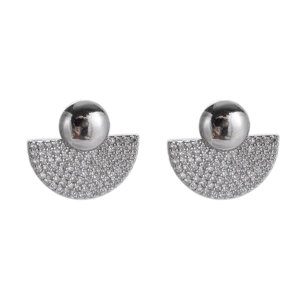 Silver-Tone Fan Jacket Earrings