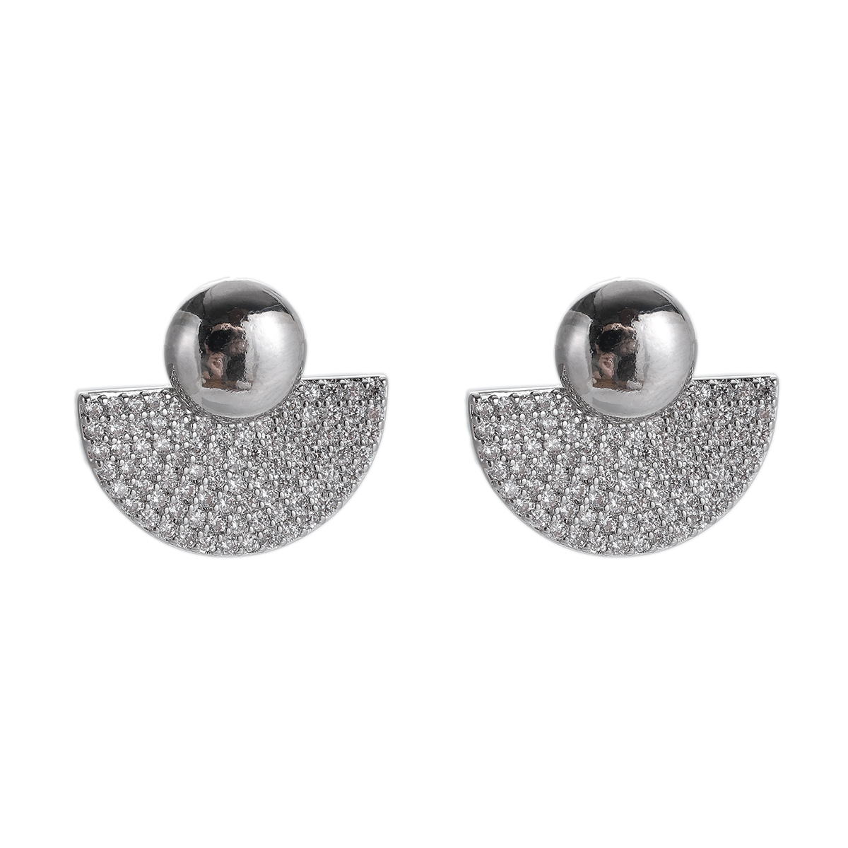 Silver-Tone Fan Jacket Earrings