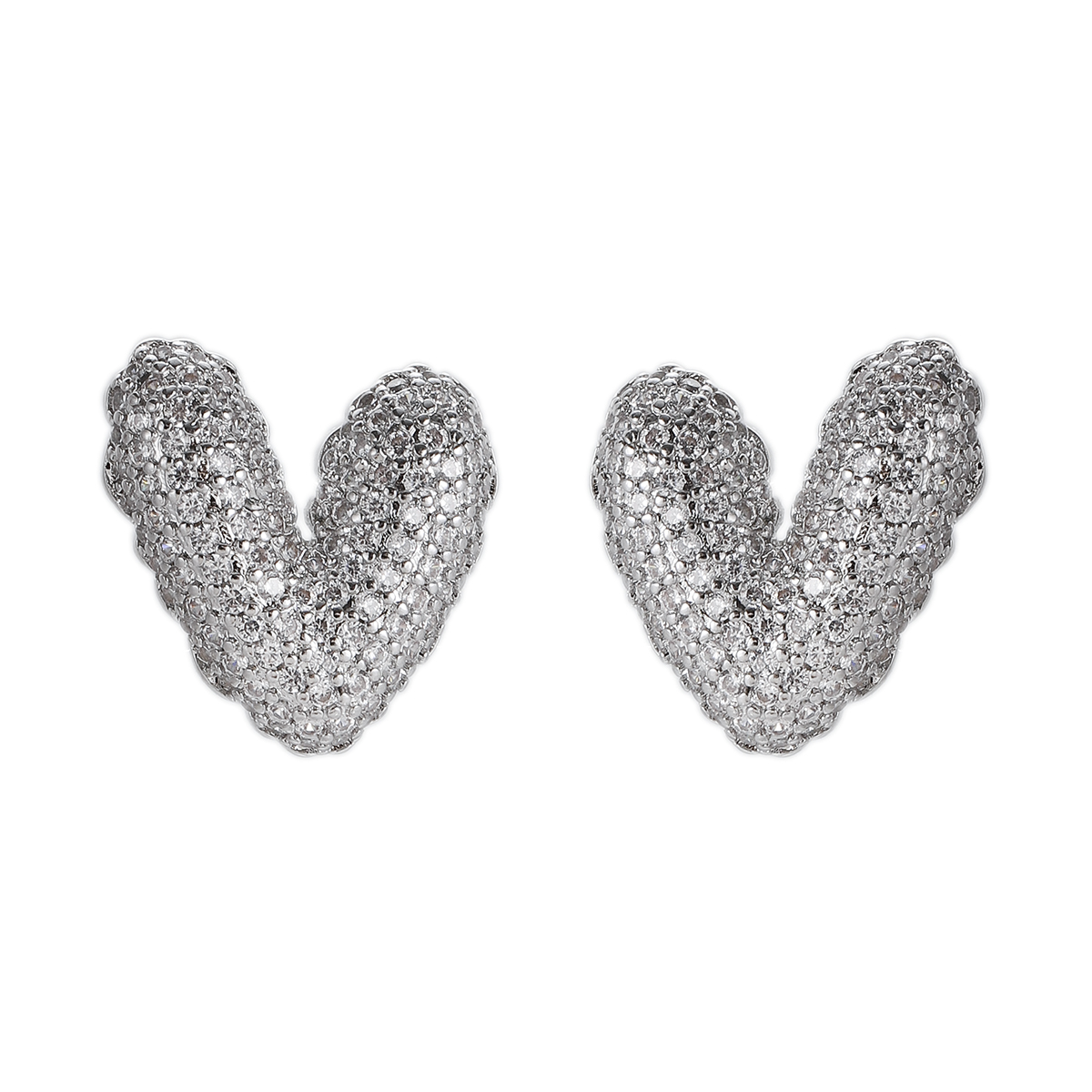 Silver-Tone Heart Cluster Stud Earrings