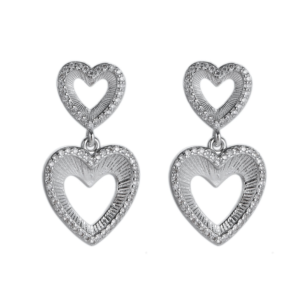 Silver-Tone Open Heart Drop Earrings
