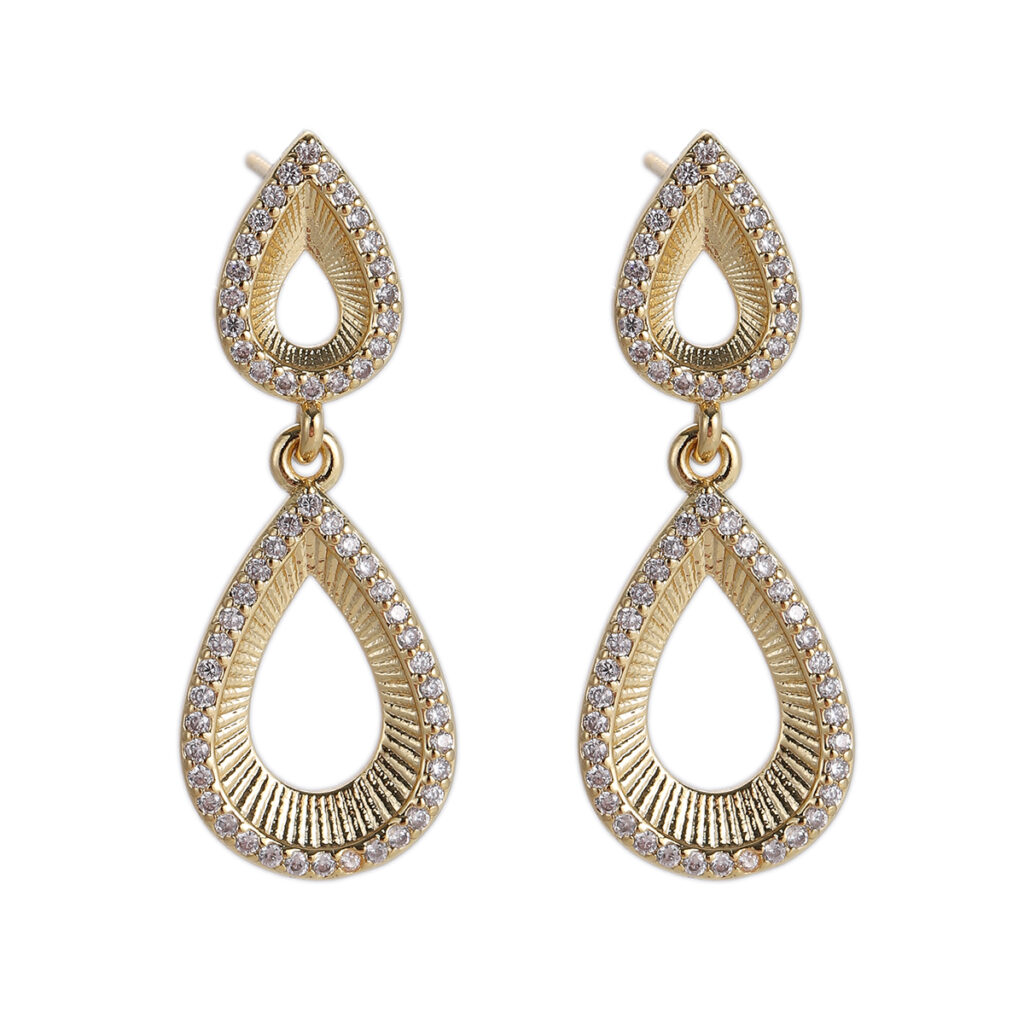 Gold-Tone Teardrop Halo Earrings