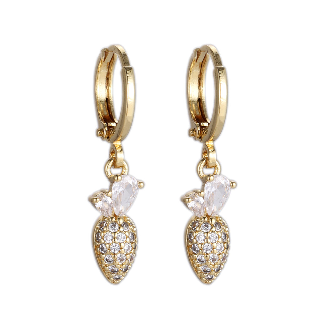Crystal Strawberry Huggie Earrings