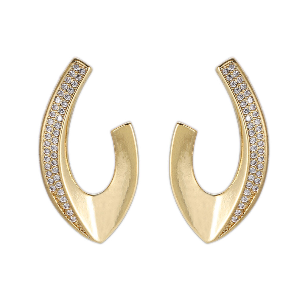Open Curve Pavé Stud Earrings