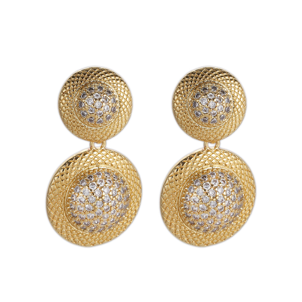 Gold-Tone Double Disc Drop Earrings